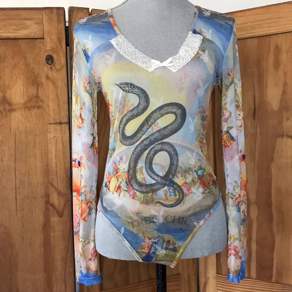 Playboy Sheer Longsleeve Bodysuit
